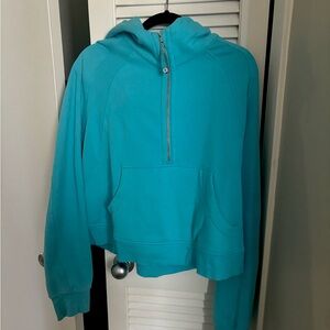 Electric Turquoise Lululemon Half-zip Oversized Scuba w Hood